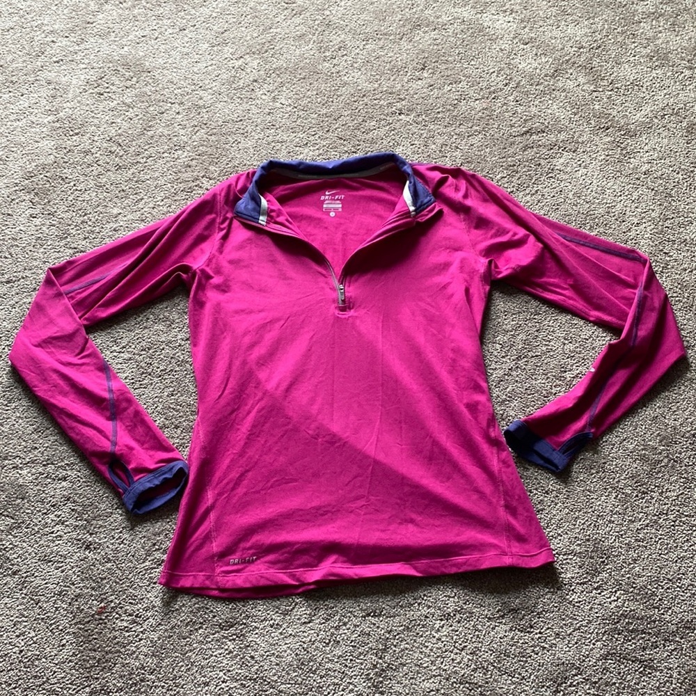 Nike Dri-FIT Pink Purple Quarter Zip Running Pullover Activewear SIZE S